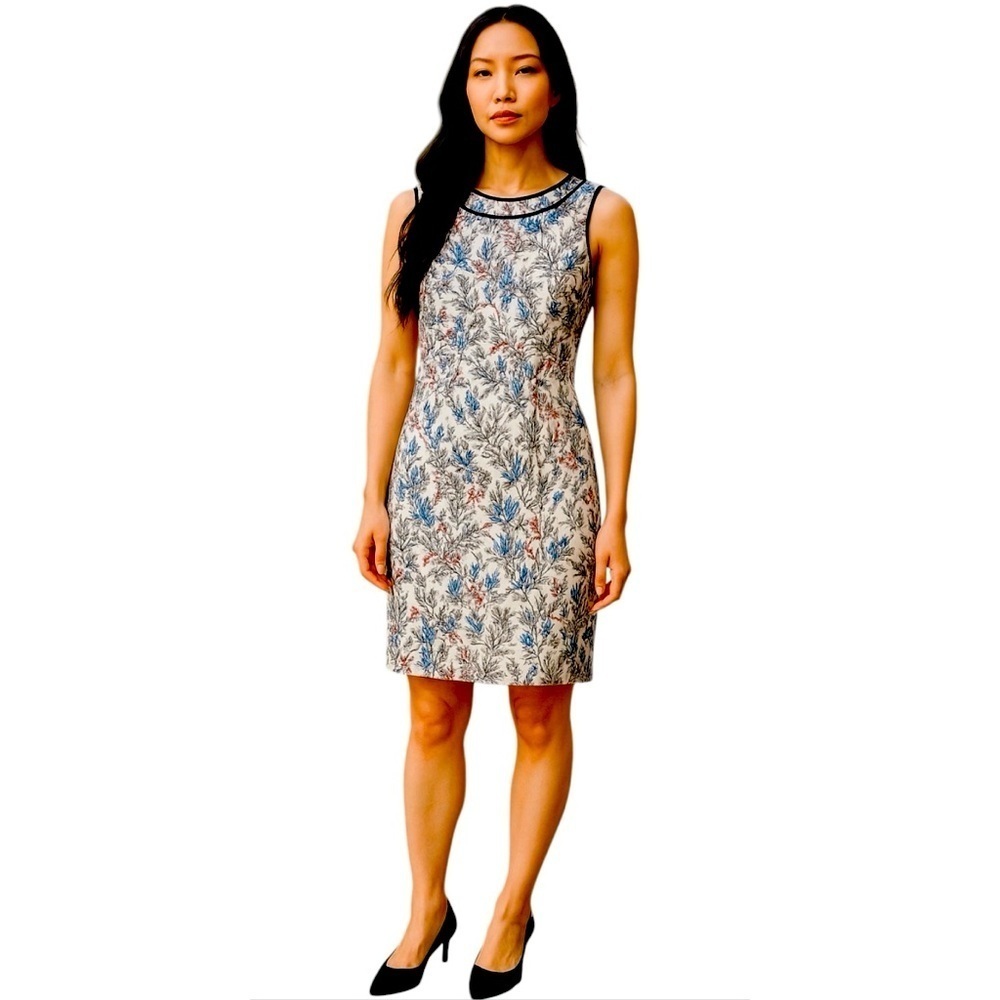 Ann Taylor Floral Garden Dress Size 8 Sleeveless Coastal Ethereal